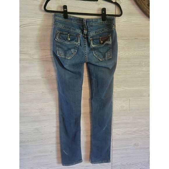 Stitch's Jeans Womens Distressed Skinny SZ 25 or 0 Totem Pants Medium Wash - Picture 3 of 5